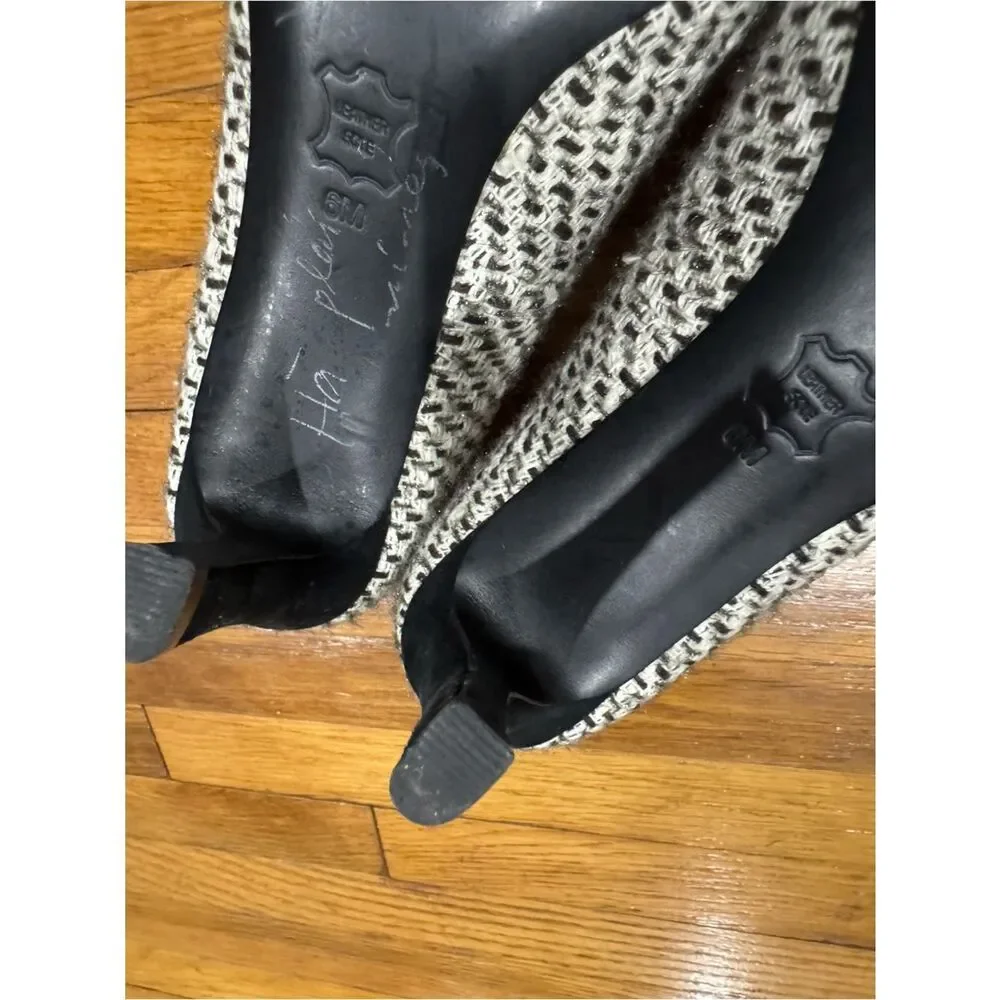 Tory Burch Cleo Tweed and Silk Patterned Bow Woven Pointed-Toe High Heels